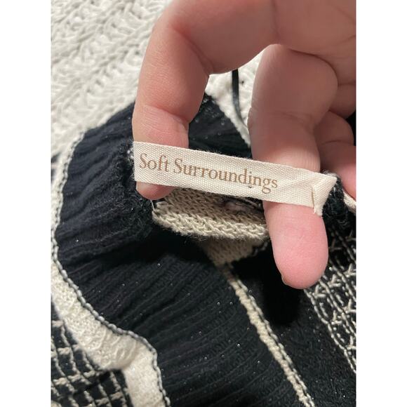 Soft Surroundings Open Front Cardigan Sweater Knit Striped Womens XS Gold Black - Picture 2 of 9